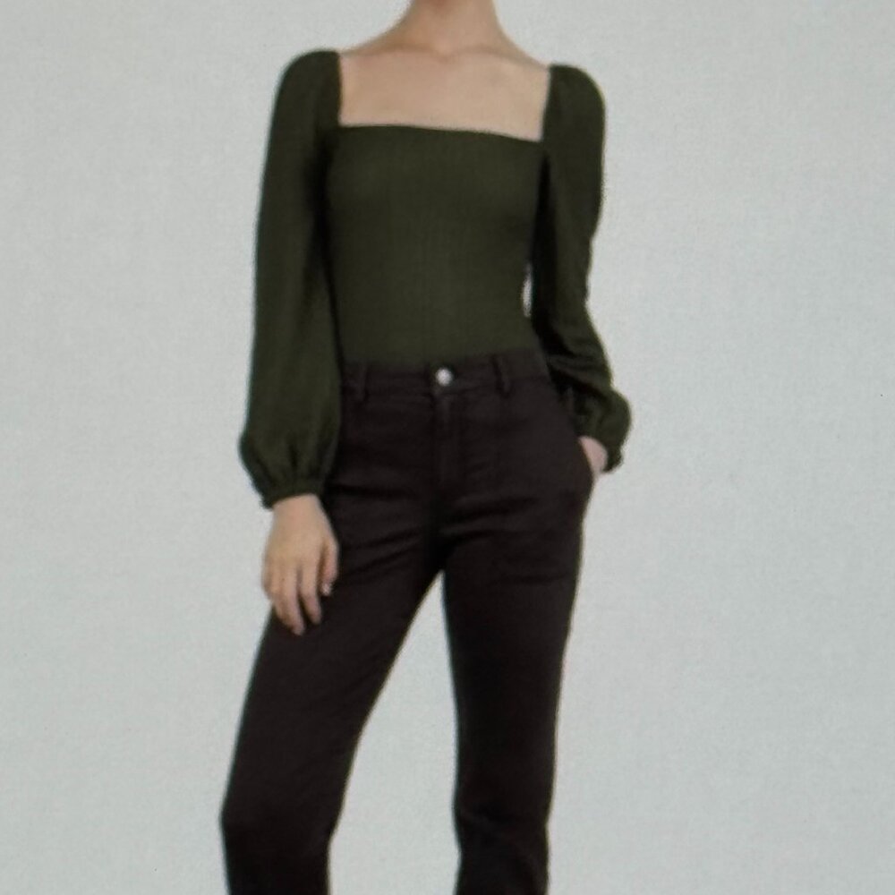 Express Textured Square Neck Puff Sleeve Top New without Tags